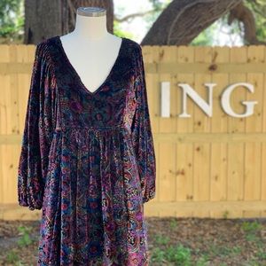 Anthropologie Velvet Babydoll Dress